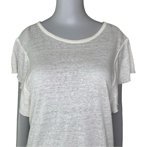 CURRENT/ELLIOTT “The Cosmos Tee” 100% Linen Flutter Sleeve Knit Top With Tag - Picture 8 of 14